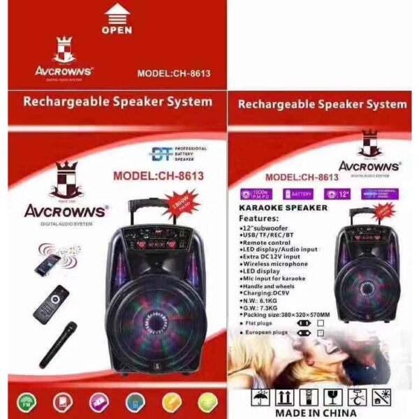 Avcrowns CH-8613- Bluetooth-os hangszóró – távirányítóval és wifis mikrofonnal