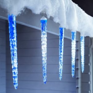 Karácsonyi LED-es jégcsap füzér, 8db 30cm hosszú jégcsappal, olvadó LED effektus, Kék