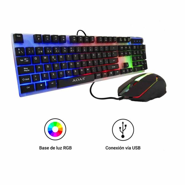 AOAS M-350 Gamer billentyűzet és egér, RGB világítással