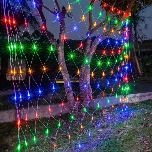 Karácsonyi konnektoros LED fényháló 1.2m x 1.6m, 8 programmal, 9W, Színes