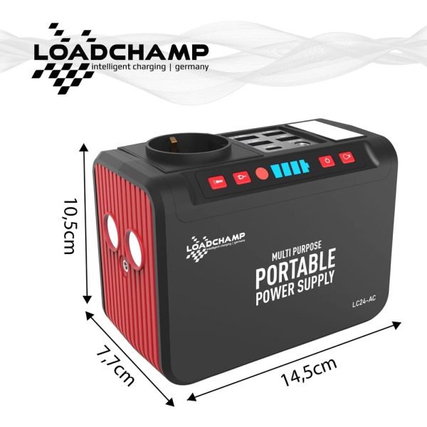 Loadchamp powerbank 230V aljzattal és további 4 féle kimenettel, 24000mAh