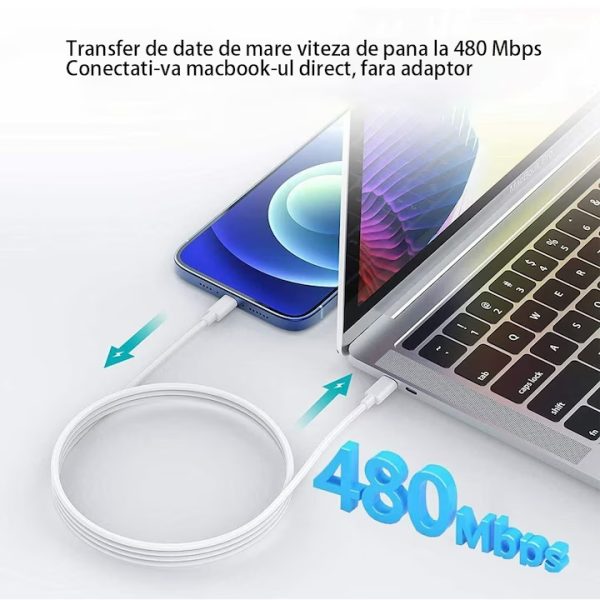 Adat- és töltőkábel, USB-C, QC 3.0 60W 3A 1m, ezüst