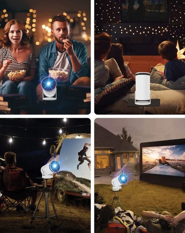 HY300 hordozható videoprojektor, Smart 4K Ultra HD, 5G wifi , beépített hangszóró, autofókusz, Bluetooth 5.0, LED, állítható vetítés 130 hüvelykig, 180 fokos elforgatás, fehér