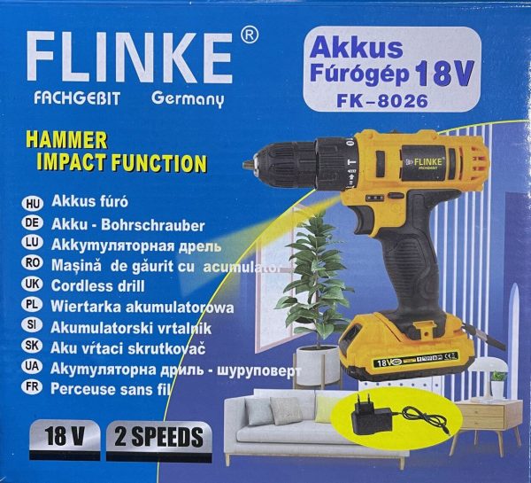 FLinke FK-8026 csavarózó, fúrógép 2 akkus 18 V 2 funkciós