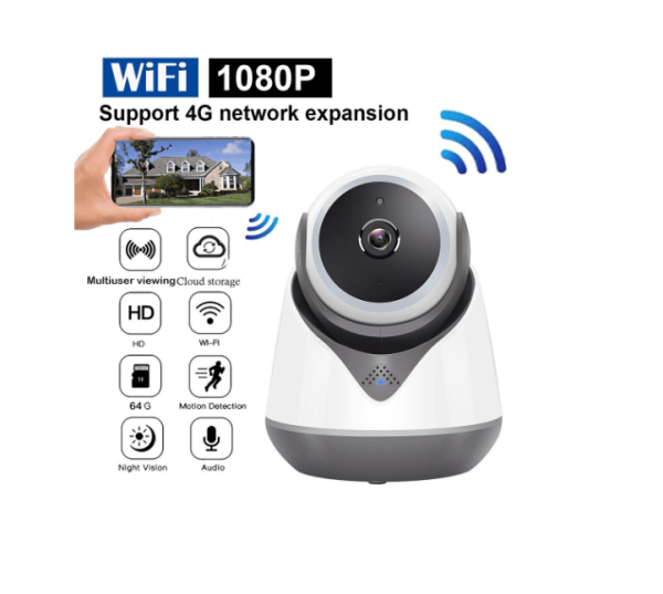 "IP WIFI BiTec BC-803 intelligens térfigyelő kamera, 2.0 MP, HD 1080p, Automata forgatás, Mozgásérzékelő, kétirányú kaputelefon, Éjszakai látás, Riasztó, Fehér "