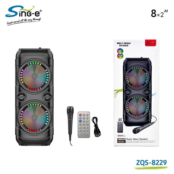 Sing-e ZQS8229 BT hangszóró, 20W × 2, 45Hz-18KHz, 50 dB