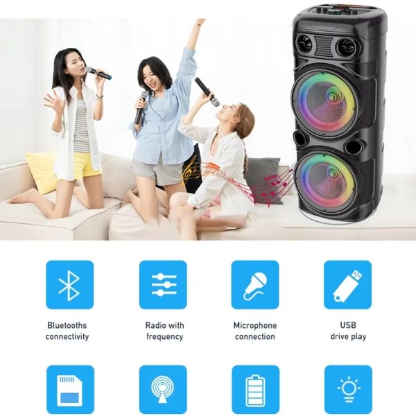 ZQS8210S Super Bass 8" bluetooth hangszóró karaoke mikrofonnal, 30W