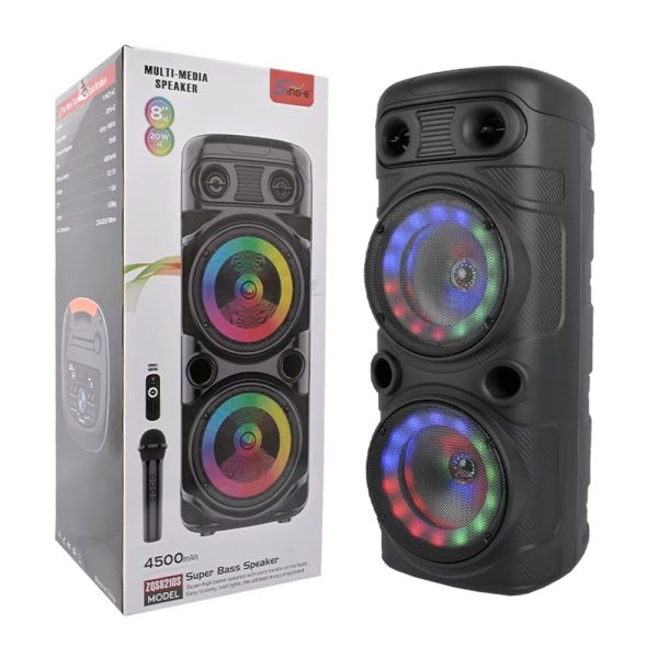 ZQS8210S Super Bass 8" bluetooth hangszóró karaoke mikrofonnal, 30W