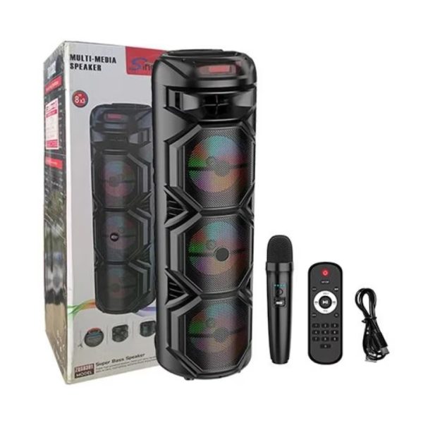 ZQS8301 Hordozható hangszóró,BT/FM/AUX/USB, RGB, mikrofon, 40W RMS/120W PMPO