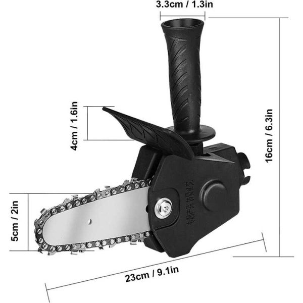 Univerzális fúróba fogható 6" láncfűrész adapter, fogantyúval, fekete