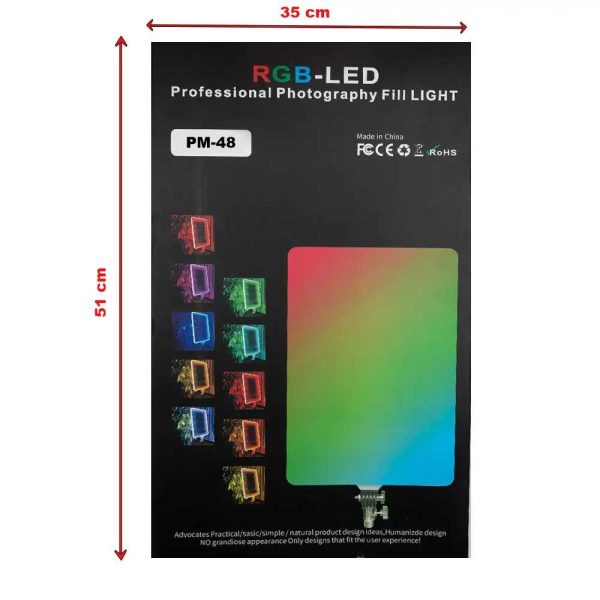 PM-48 Proffeszionális állványos RGB LED lámpa fényképezéshez, távirányítóval