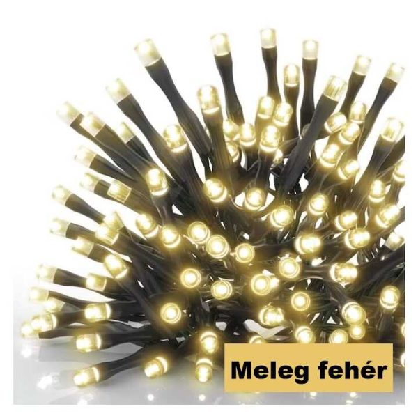 Karácsonyi elmes fényfüzér , 10 méteres, 100 LED, 8 programmal, Meleg fehér