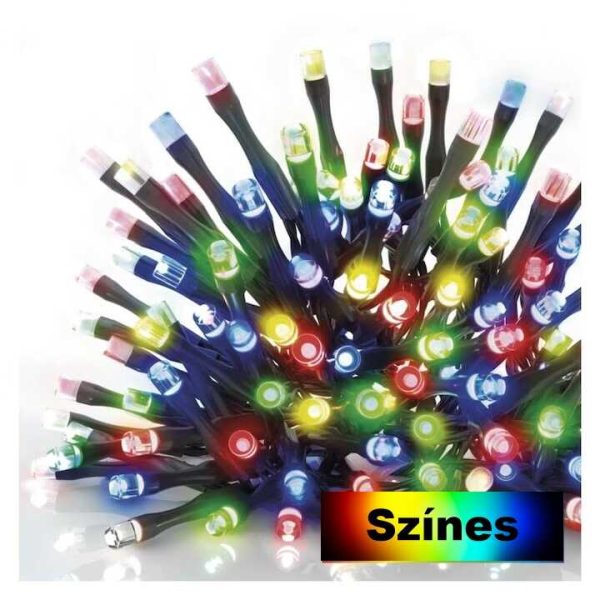 Karácsonyi elmes fényfüzér , 10 méteres, 100 LED, 8 programmal, Színes