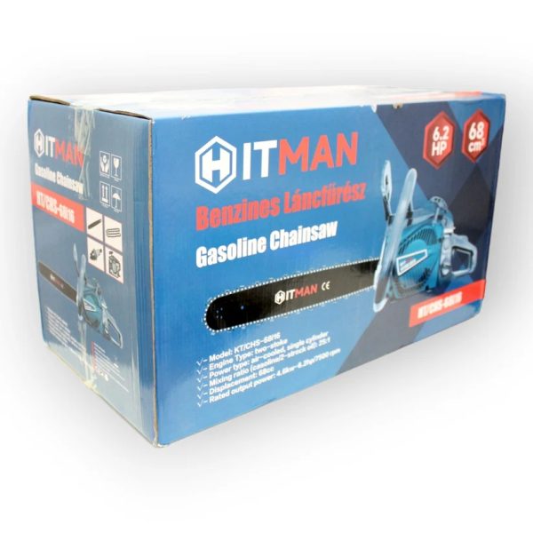 Hitman HT-CHS-68i16 Benzinmotoros Láncfűrész, 6,2 lóerő, 68 köbcenti, 45cm Lánc és Láncvezető