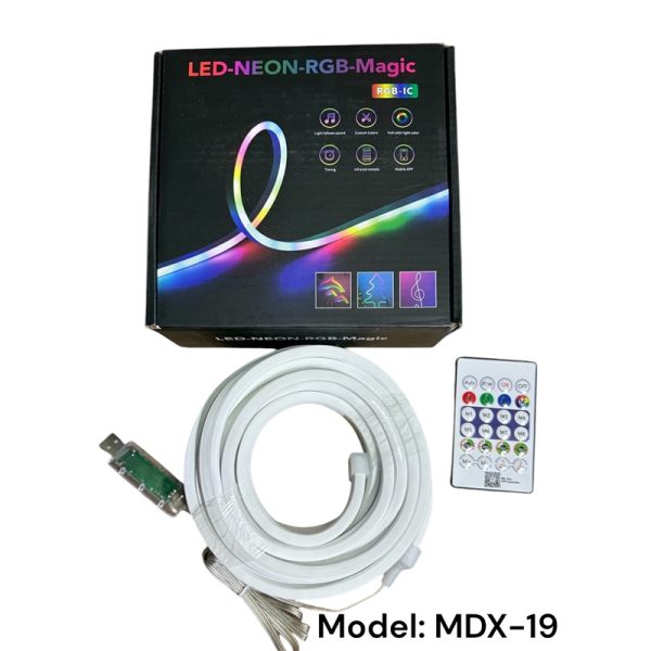 MDX-19 LED NEON RGB vágható szalag, telefonos applikációval és távirányítóval, élő zene követéssel