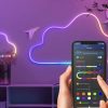 Okostelefonról bluetooth kapcsolaton vezérelhető, homogén borítású szilikon LED szalag, 5 méter