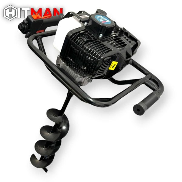 Hitman HT-ED76MAX 6.5HP 73cc Benzinmotoros Talajfúró 3 Fúrófejjel (100mm, 150mm, 200mm)