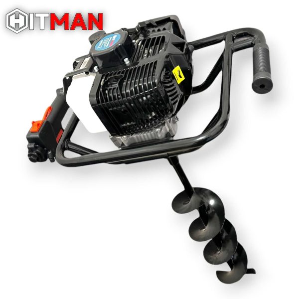 Hitman HT-ED76MAX 6.5HP 73cc Benzinmotoros Talajfúró 3 Fúrófejjel (100mm, 150mm, 200mm)