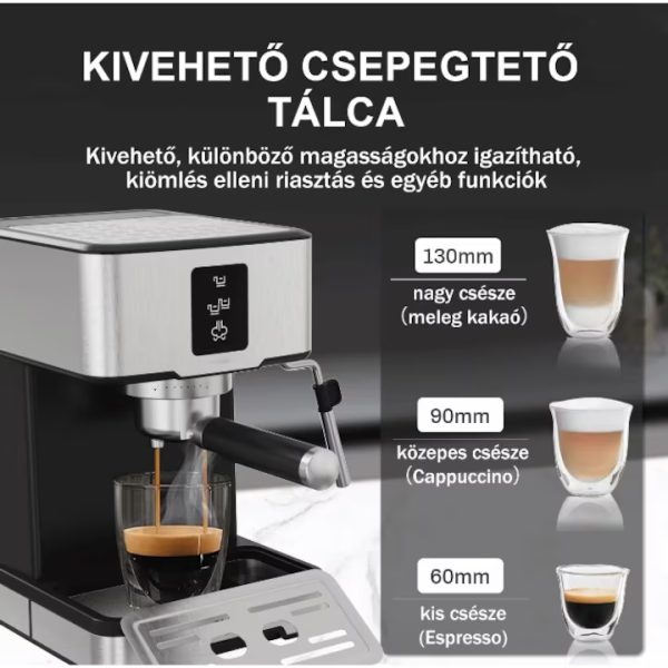 Kaif Style Explora Series ,Manuális kávéfőző 3 az 1-ben, Nespresso kapszula ,őrölt, kávékávépárna, 20 bar, 1400 W, azonnali előmelegítés 20 másodpercig, programozható, tejhab, forró víz,TC51A