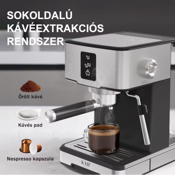 Kaif Style Explora Series ,Manuális kávéfőző 3 az 1-ben, Nespresso kapszula ,őrölt, kávékávépárna, 20 bar, 1400 W, azonnali előmelegítés 20 másodpercig, programozható, tejhab, forró víz,TC51A