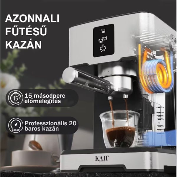 Kaif Style Explora Series ,Manuális kávéfőző 3 az 1-ben, Nespresso kapszula ,őrölt, kávékávépárna, 20 bar, 1400 W, azonnali előmelegítés 20 másodpercig, programozható, tejhab, forró víz,TC51A