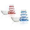 5 részes konyhai üvegtál készlet műanyag fedővel