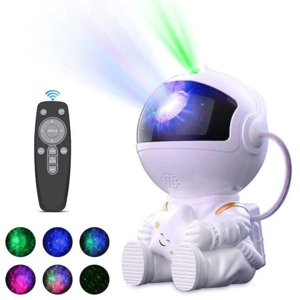 Űrhajós Csillagfény Projektor, Távirányítóval Projector Galaxy Astronaut LED lámpák, 360 fokban állítható mágneses fej, otthonra és autóra, éjszakai fény 8 csillag hatásokkal.