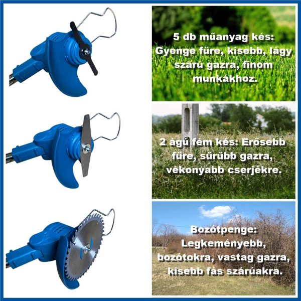 Supamaster SAT-2788 Elektromos fűkasza teleszkópos nyéllel, 2db akkumulátorral 15 részes