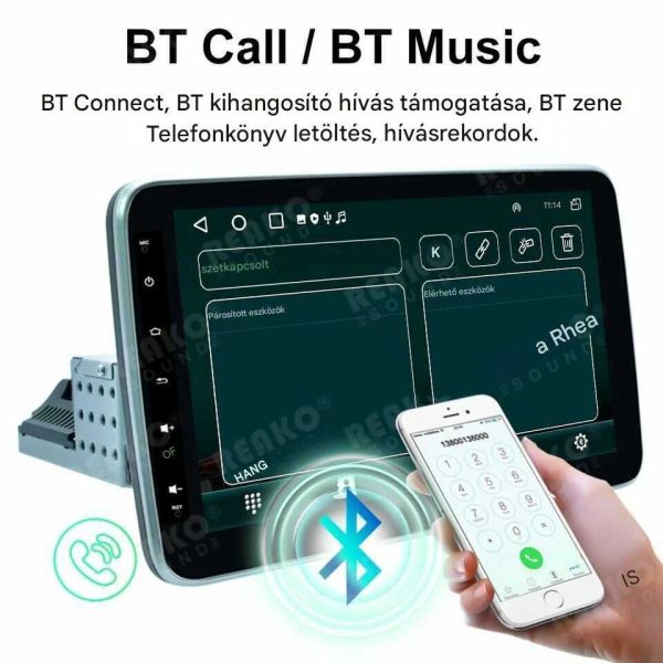 1Din Android 13 Autós fejegység 10.1" Stereo autórádió, AndroidAuto + CarPlay Tükörlink