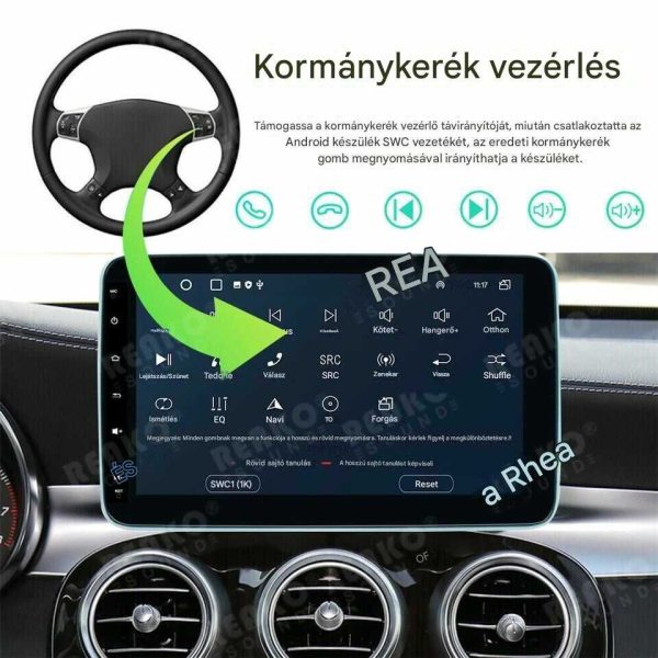 1Din Android 13 Autós fejegység 10.1" Stereo autórádió, AndroidAuto + CarPlay Tükörlink