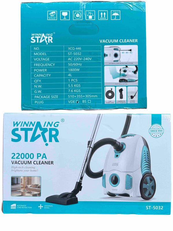 Winning Star ST-5032 Porzsákos Porszívó 4 literes, 1800W