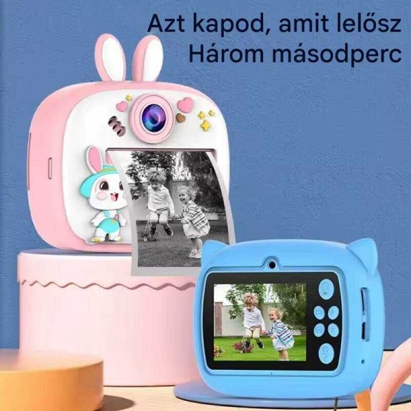 Cicás Mini Gyermek fényképezőgép azonnali nyomtatással és színezővel +1 tekercs hőpapírral