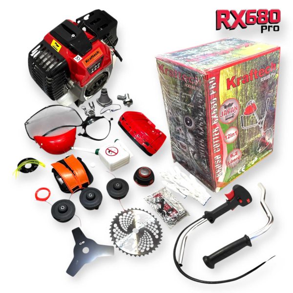 KrafTech RX680-Pro Benzinmotoros fűkasza és bozótvágó 6,2 LE, 73 cm³ kiegészítők: minden ami kell!