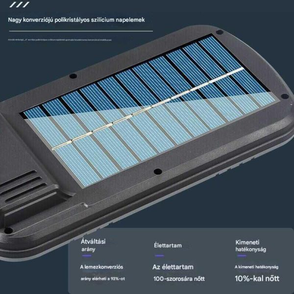 144 LED-es Napelemes Kültéri Szenzoros Fali Lámpa Mozgásérzékelővel és Távirányítóval (IP65 Vízálló)