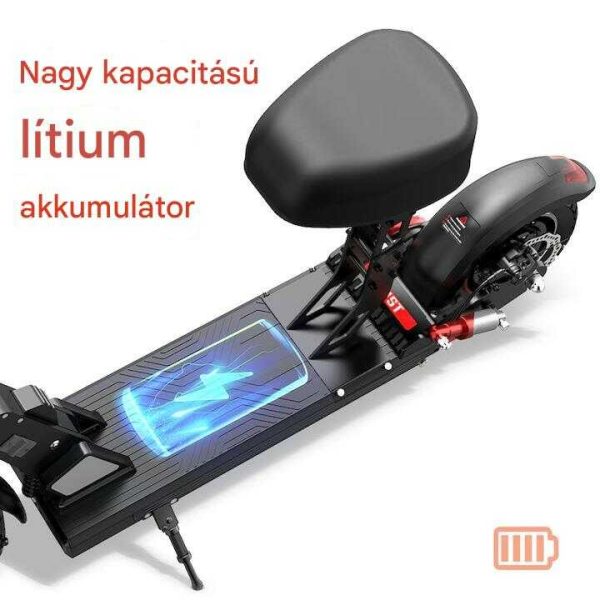Bogist C1 Pro Összecsukható Elektromos Roller 500W Motorral, 15Ah Akkumulátorral és 35-45km hatótávval, kivehető ülés, 10" gumi, 3 sebesség