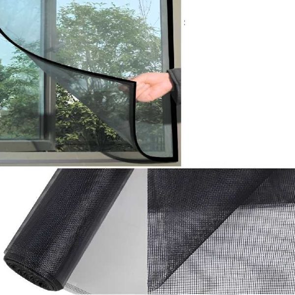 Tépőzáras Szúnyogháló Ablakra, 130x150cm, Fekete – DIY Rovarvédelem, Vágható