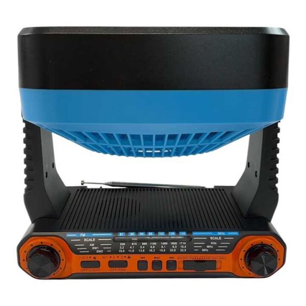 Napelemes hordozható ventilátor + elektromos töltés FP-339-S , beépített FM rádióval , Led világítással