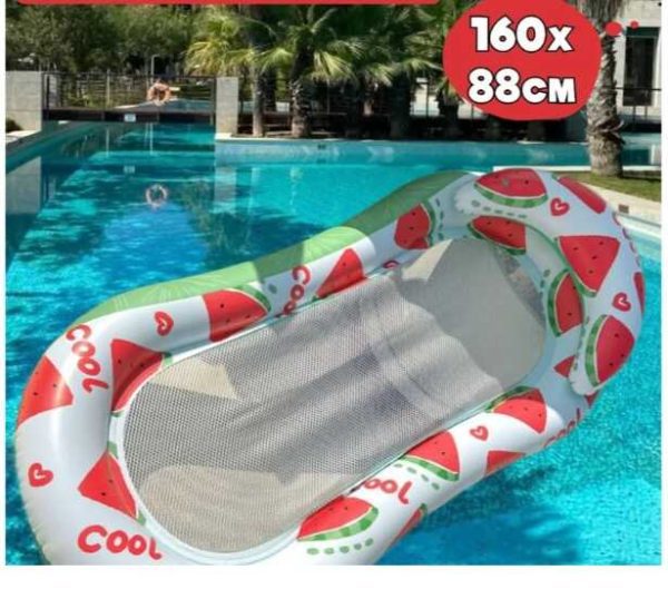 Dinnyemintás hálós vízimatrac cool strandmatrac fejtámasszal 160 X 90