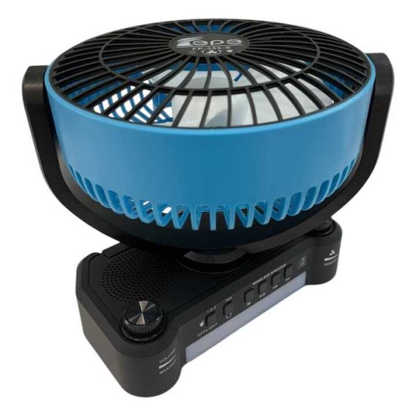 Napelemes hordozható ventilátor + elektromos töltés FP-355-S , beépített FM rádióval , Led világítással