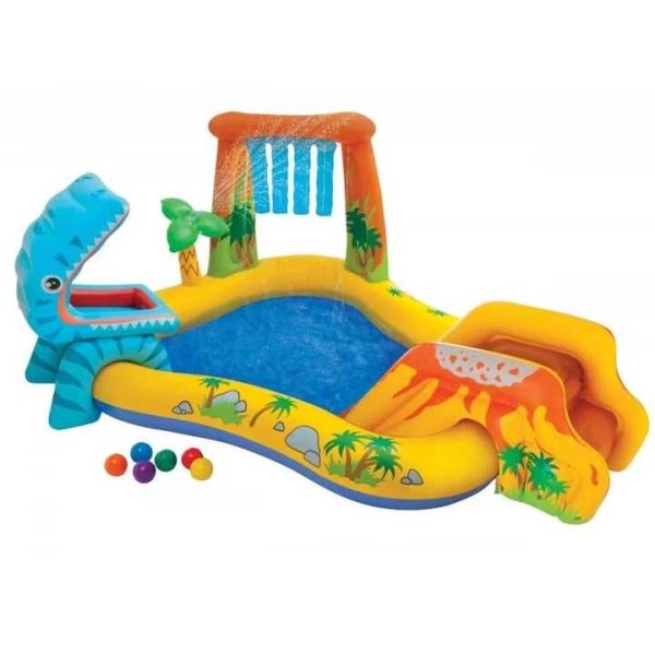Intex felfújható élménymedence gyerekeknek , csúszdával ,vízsugárral , 2.49 m × 1.91 m × 1.09 m