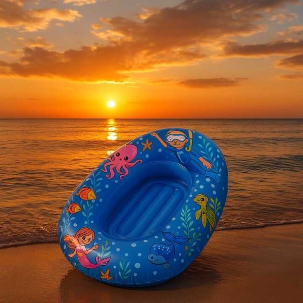Sun Club Felfújható gumicsónak gyerekeknek kék és sárga színben , 112 × 70 cm