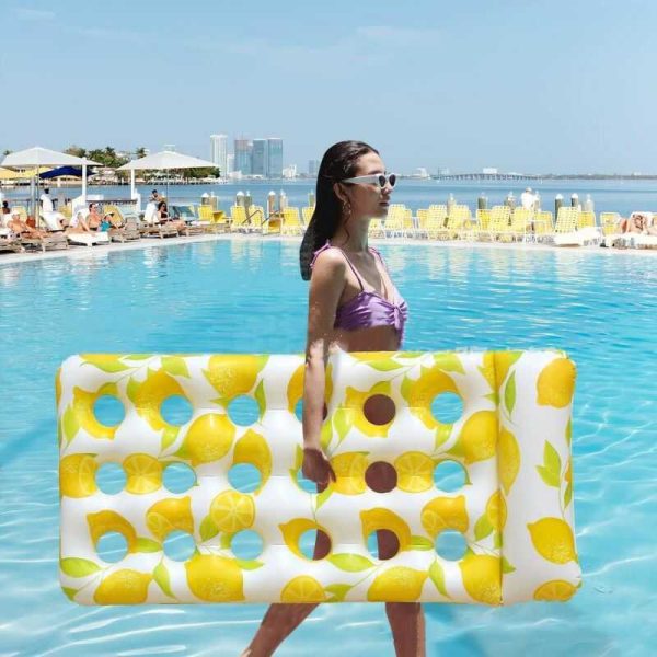 Citrom mintás úszómatrac lyukmintás strandmatrac 170 x 70 cm