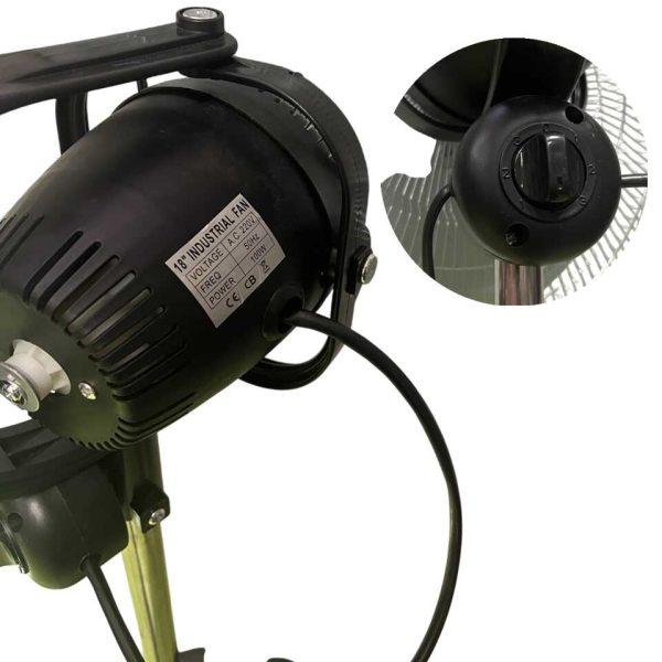 Ipari Álló Ventilátor 18" (45cm) átmérő, 100W, 50Hz, 3 fém lapáttal és masszív talppal.