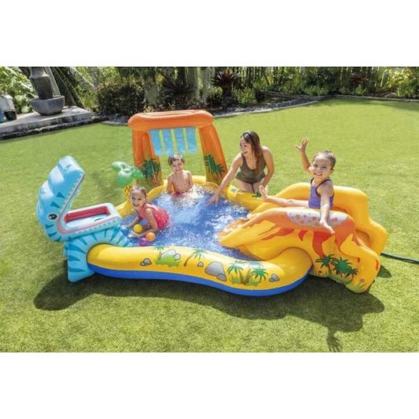 Intex felfújható élménymedence gyerekeknek , csúszdával ,vízsugárral , 2.49 m × 1.91 m × 1.09 m
