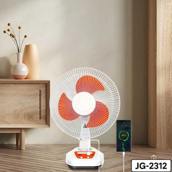 JG-2312 Napenergiás Multifunkciós Ventilátor Világítással és Töltéssel – 12 " Hordozható