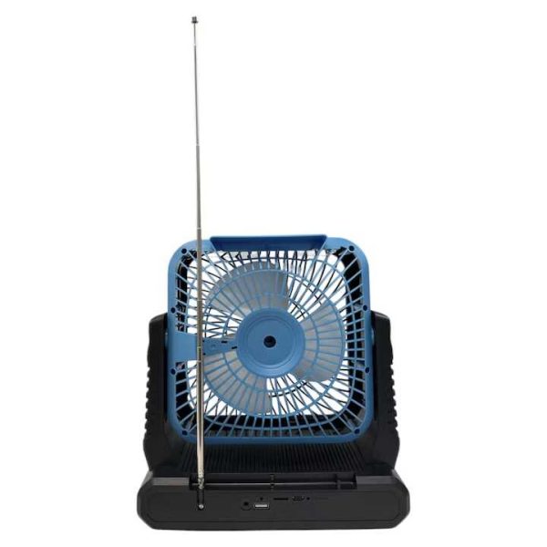 Napelemes hordozható ventilátor + elektromos töltés FP-339-S , beépített FM rádióval , Led világítással