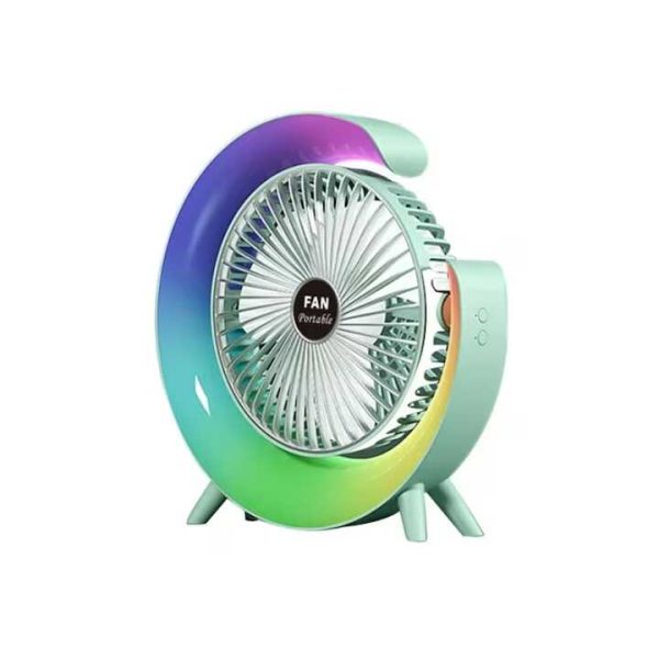 Mini asztali ventilátor , F13, RGB led világítással , 3 féle sebeséggel , 5 világítási mód, usb töltéssel