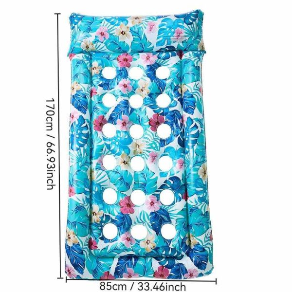 Trópusi strandmatrac fejtámlával pihenőmatrac lyukasztott mintázattal 170 x 85 cm