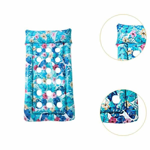 Trópusi strandmatrac fejtámlával pihenőmatrac lyukasztott mintázattal 170 x 85 cm