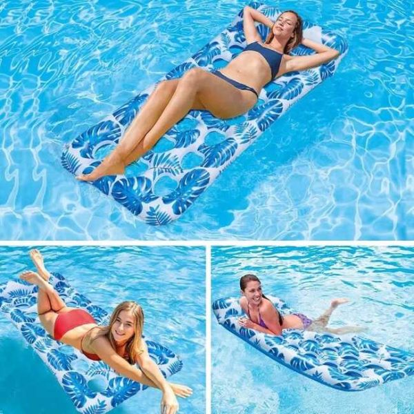 Trópusi lyukmintás pihenőmatrac strandmatrac 180 x 88 cm